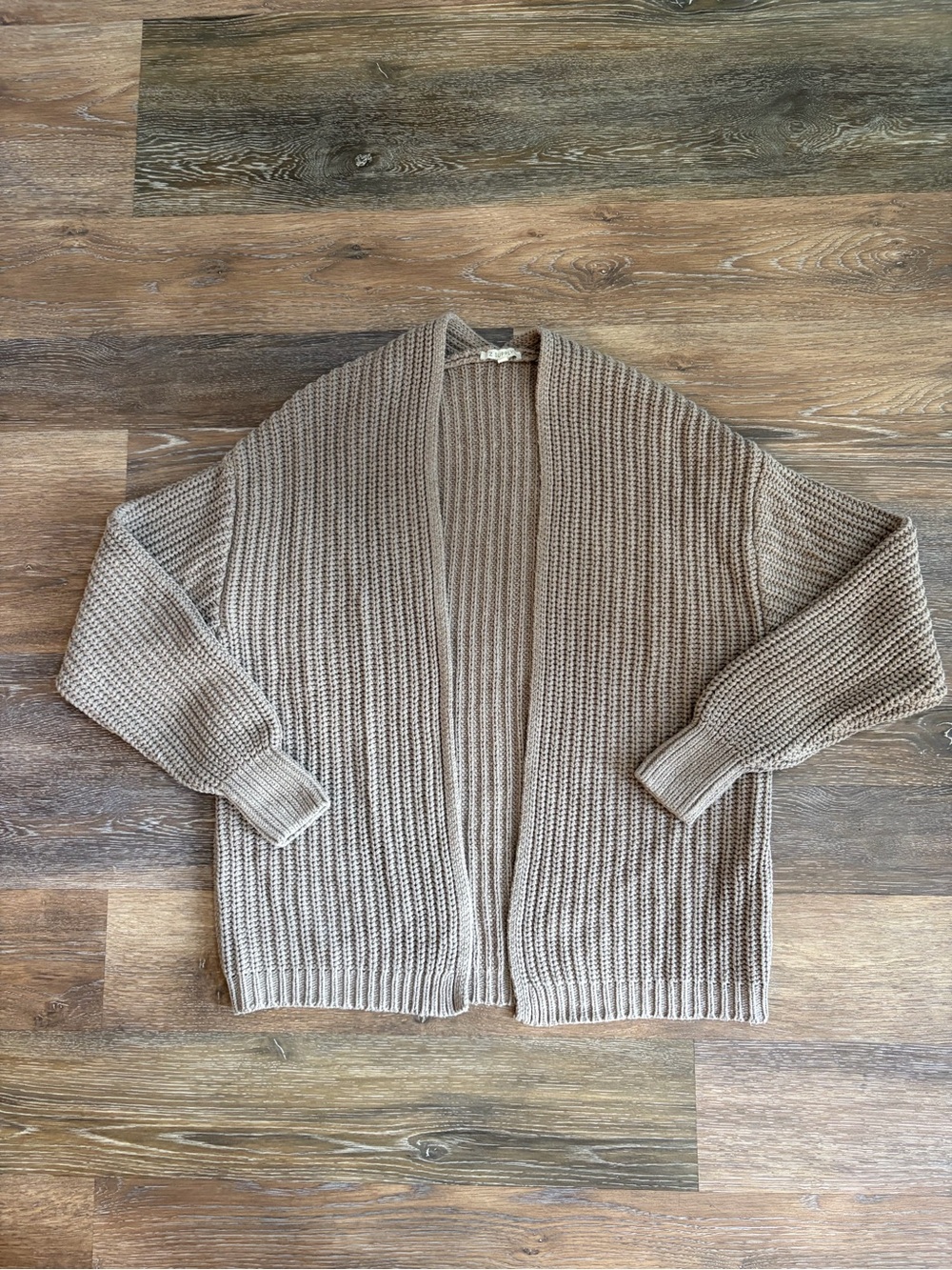 Z Supply grey chunky rib knit open-front cardigan size L acrylic cotton blend